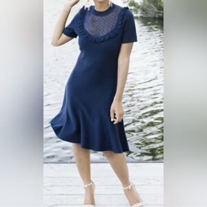 Draper James Short Sleeve Sweater Dress // Blue // Small
